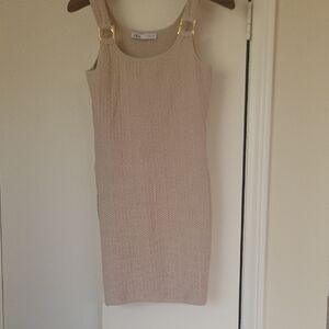 Zara Beige Textured Mini Dress
